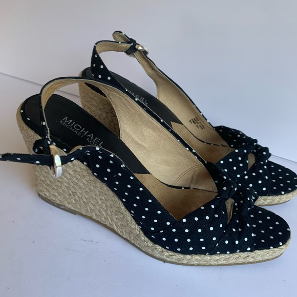 Michael Kors 🛩 black white polka dot wedge 8.5M - Picture 13 of 15